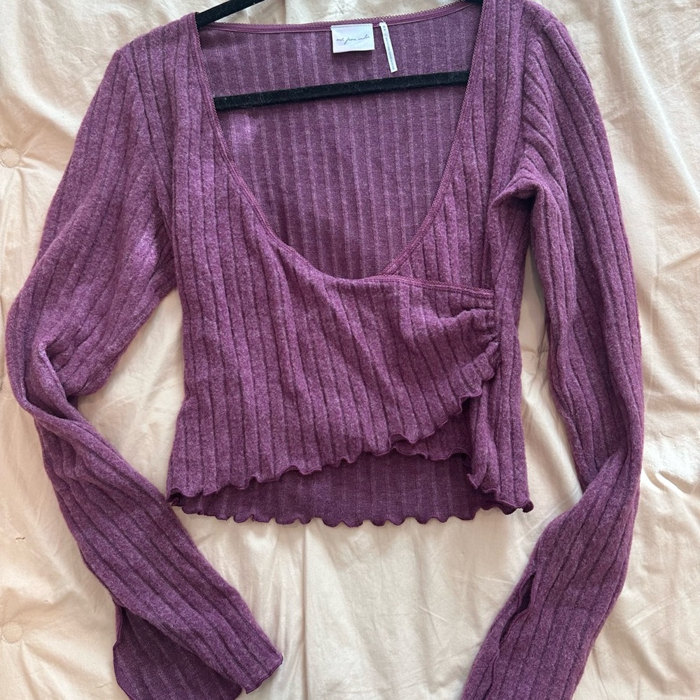 Urban Outfitters Plum Ribbed Crop Top